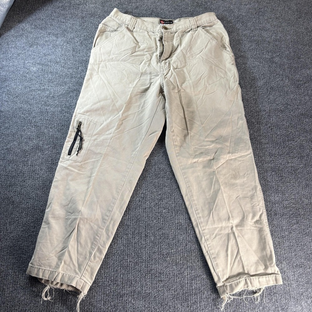 Utility Cargo Pants Mens 34x30 Beige Canvas Relaxed Fit Workwear Straight Leg
